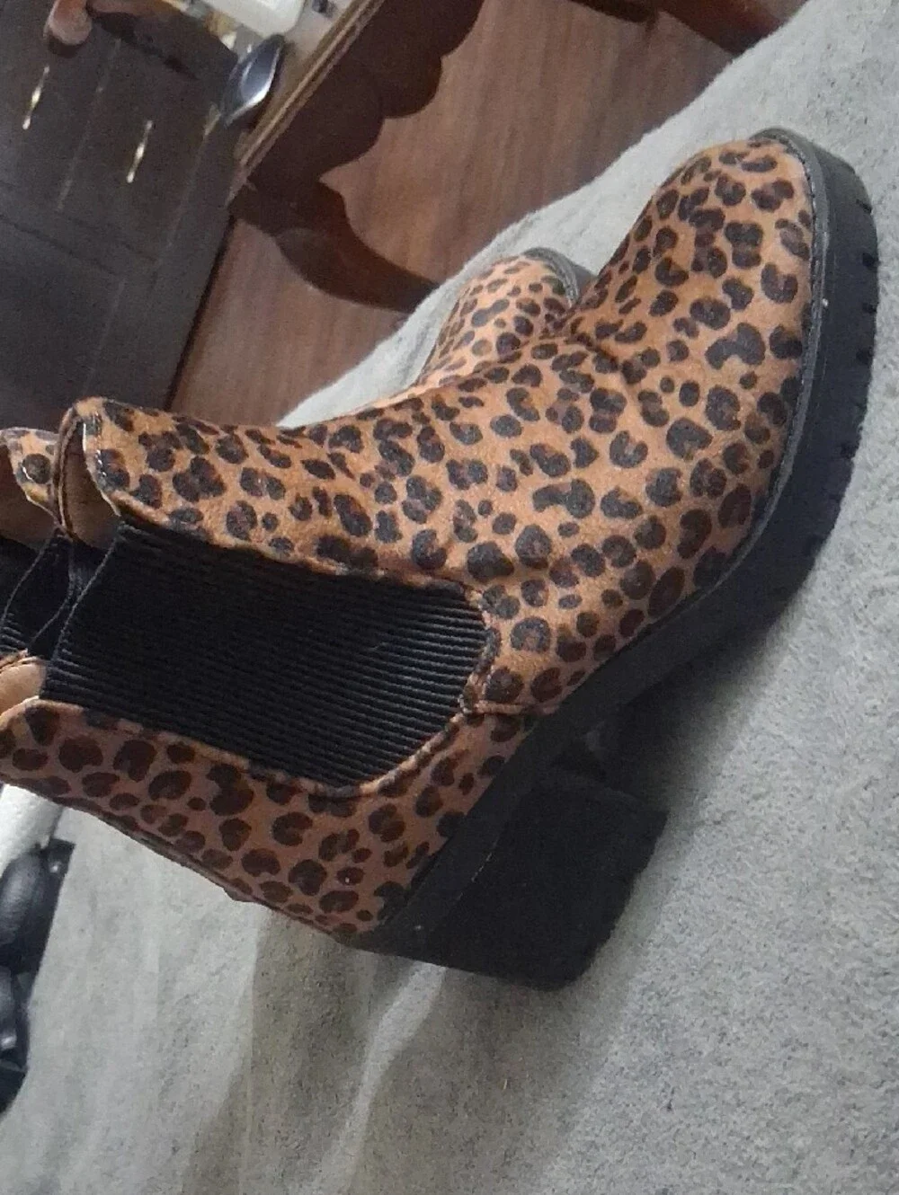 Seven7 Leopard Print Ankle Booties in Brown and Black